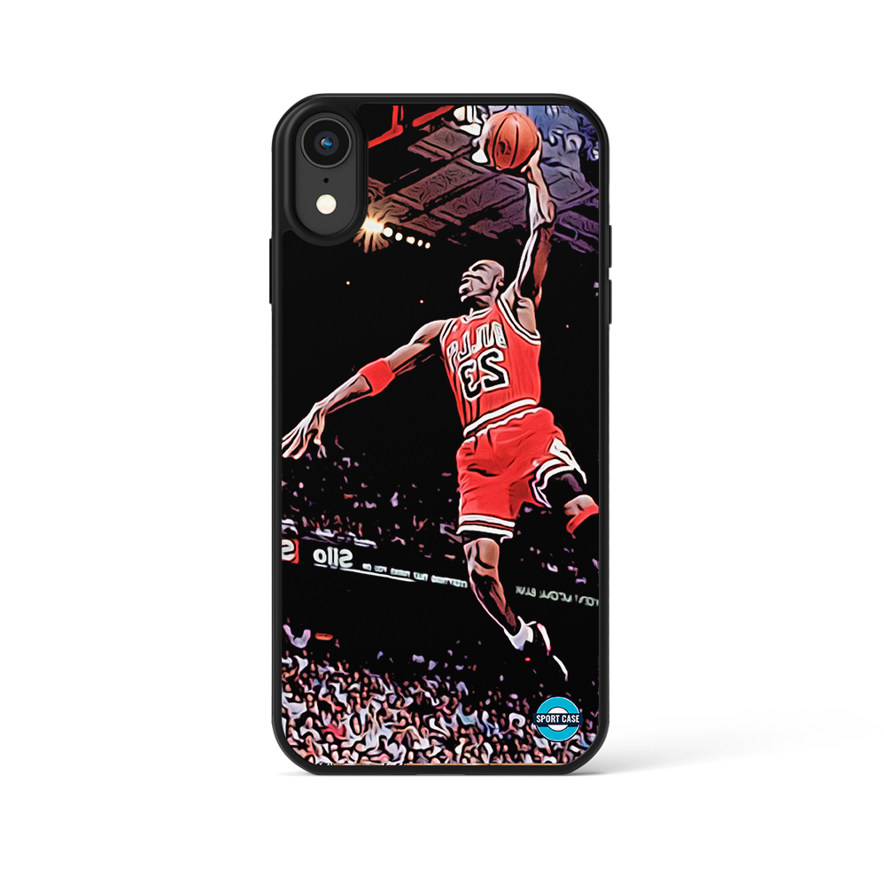 coque de téléphone personnalisable célébration joueur chicago bulls michael jordan dunk